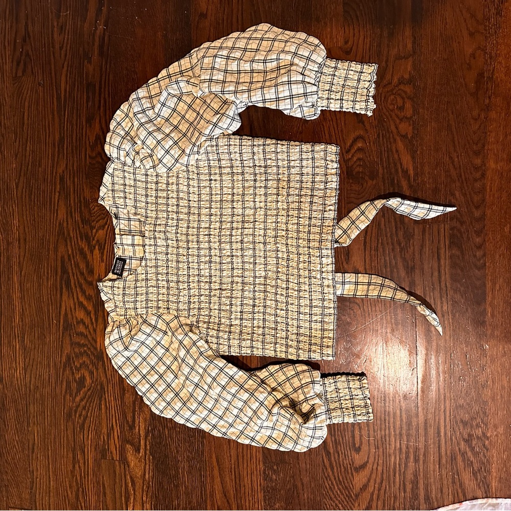 Scotch and Soda button up back blouse with puff sleeves